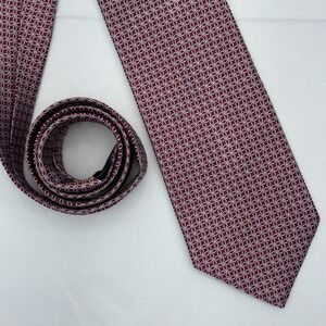NWT Brooks Brothers Makers Pure Silk Neck Tie Woven Italy Made USA Red Geometric